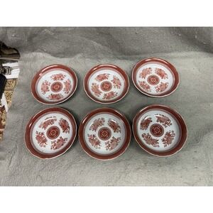VINTAGE SPODE FINE STONE 6 1/4" CEREAL‎ BOWL FITZHUGH RED LOT OF 6